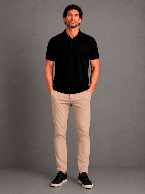 Polo Pique Basica Negro Hombre