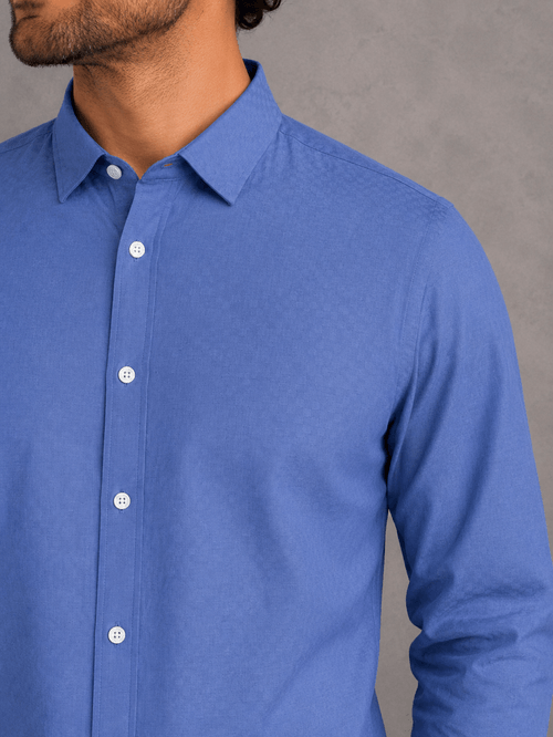 Camisa Karl Jaquard Azul Hombre