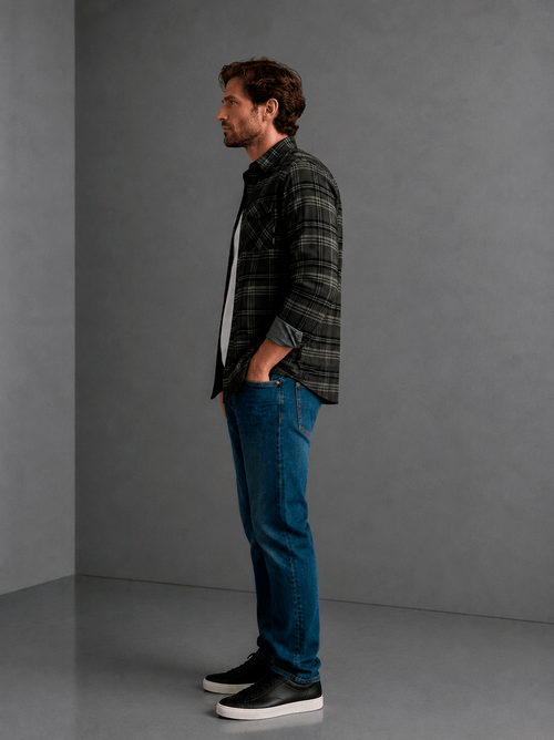Camisaco Flannel Escoces Verde Hombre