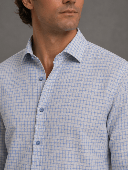Camisa Murphy Cuadros Celeste y Blanco Hombre