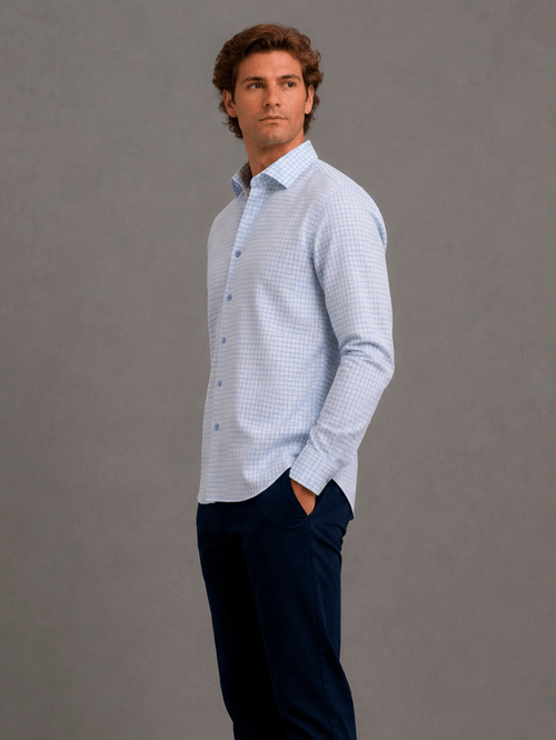 Camisa Murphy Cuadros Celeste y Blanco Hombre