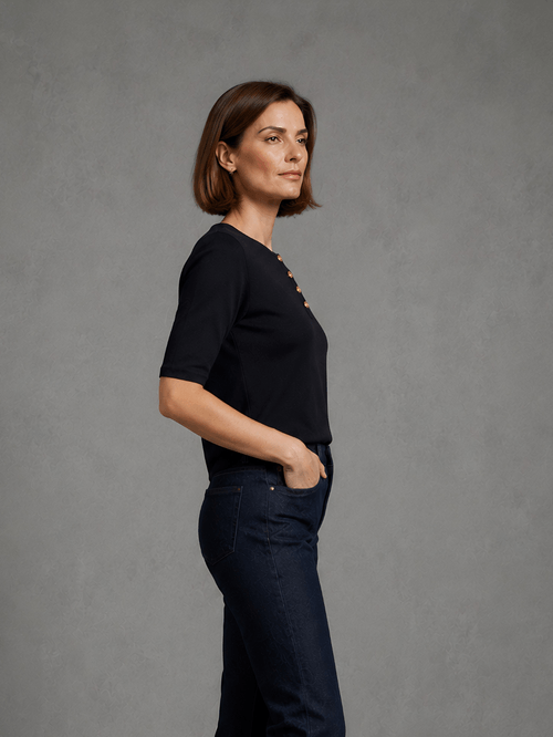Remera Amber Cartera Negra Negro Mujer
