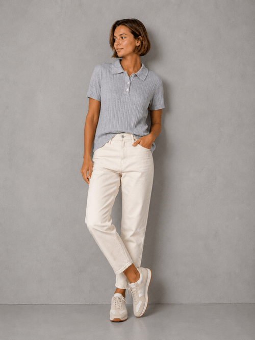 Remera Lanilla Bimba Corte Polo Gris Mujer