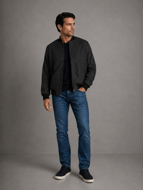 Campera Bomber Paño Gris