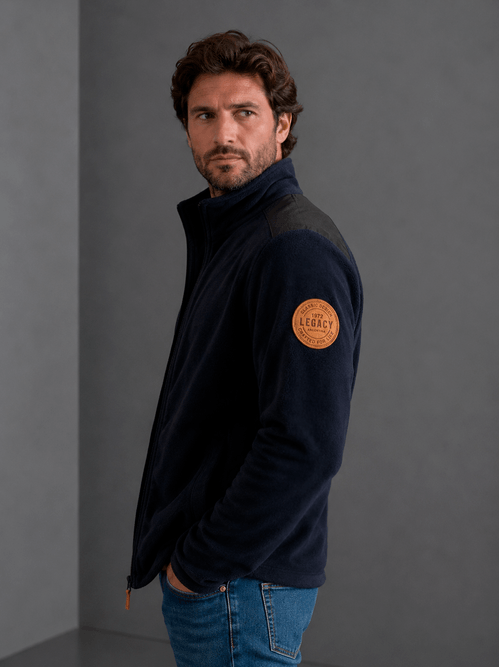Campera Polar Clasica Azul Hombre