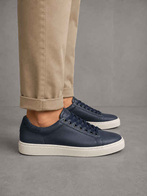 Zapatilla Clásica Cuero Azul Hombre