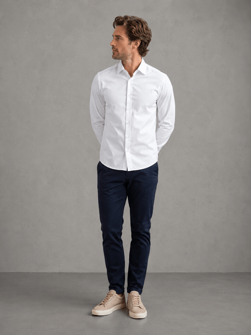 Camisa Modelo Poplin con Elastano Blanco Hombre