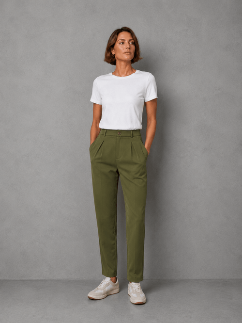 Pantalon Granada Pinzado Verde Mujer