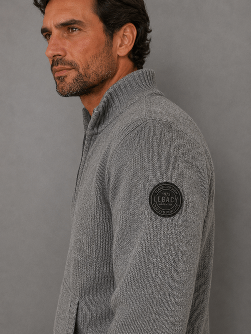 Campera Tejida con Corderito Gris Hombre