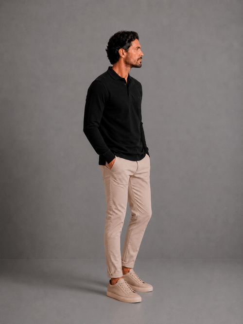 Polo Modelo Ml Pique Frisado Negro Hombre