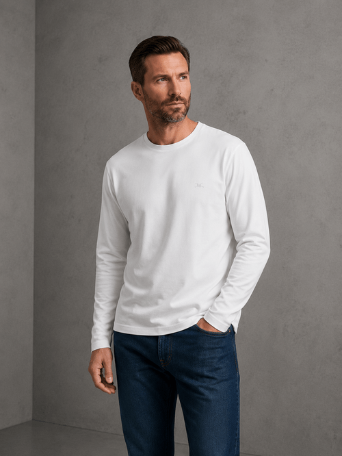 Remera Modelo T Shirt M/L Basica Manga Larga Blanco