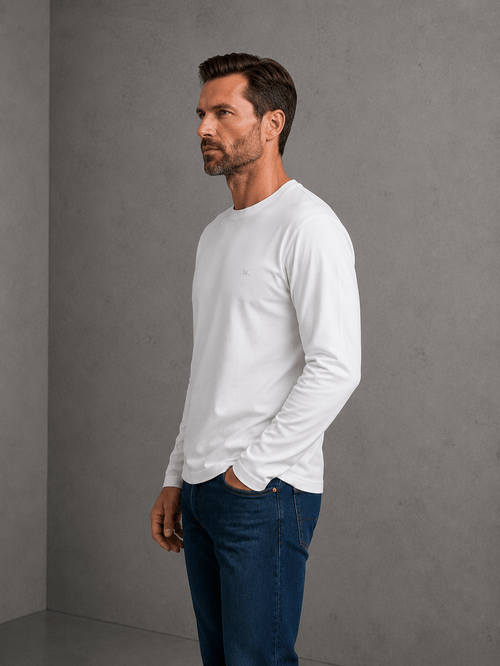 Remera Modelo T Shirt M/L Basica Manga Larga Blanco