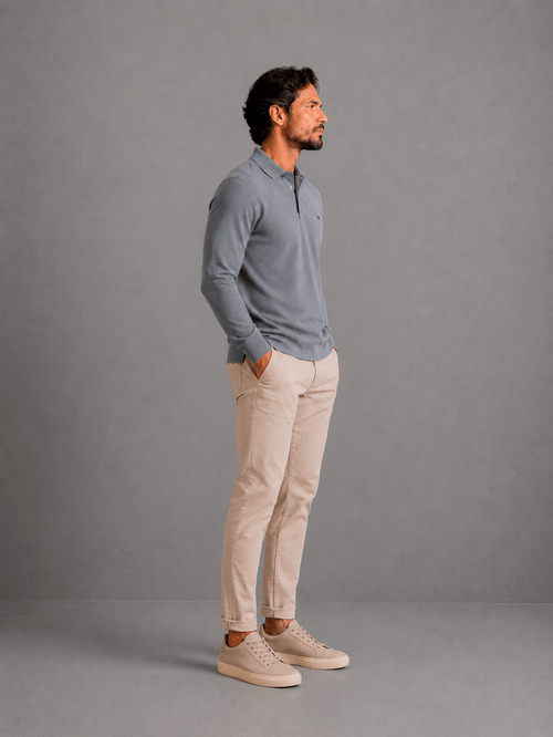 Polo Modelo Ml Pique Frisado Gris Hombre