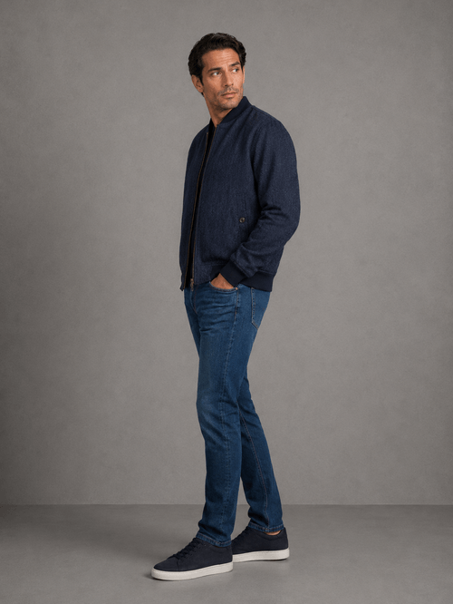 Campera Bomber Paño Azul