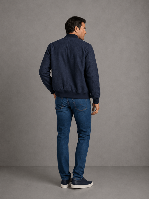 Campera Bomber Paño Azul