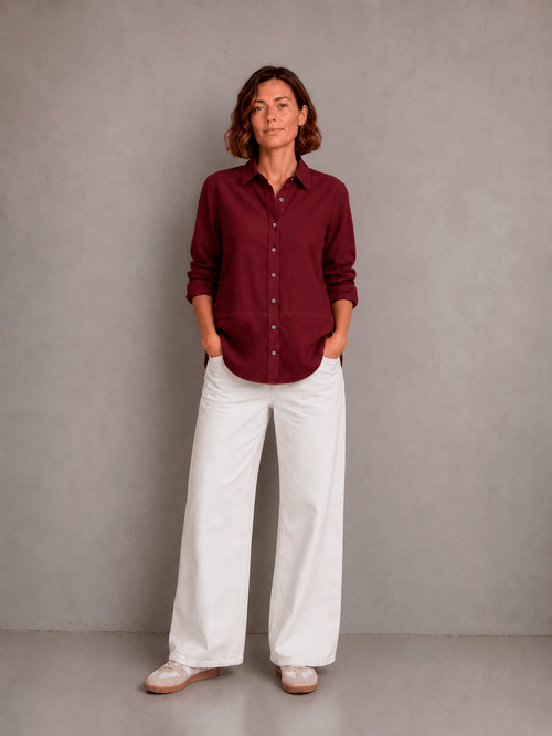Camisa Madrid Gamuzada Bordo Mujer