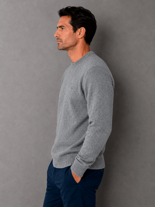Sweater Escote Redondo Lambswool Gris