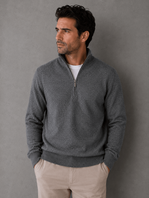 Sweater Medio Cierre Blend Gris