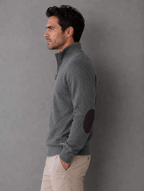 Sweater Medio Cierre Blend Gris