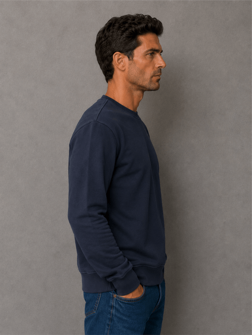 Buzo Modelo Escote Redondo Frisado Azul