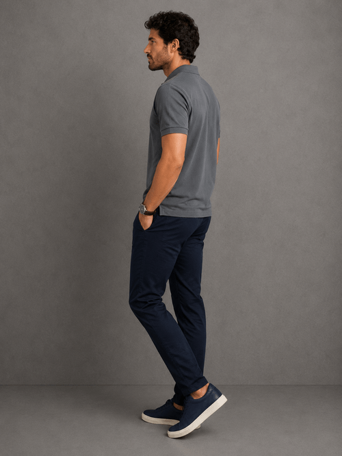 Polo Pique Basica Gris Hombre